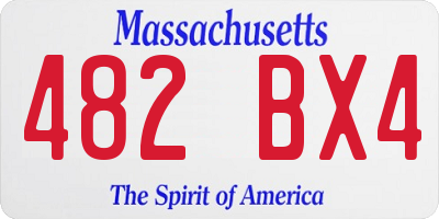MA license plate 482BX4