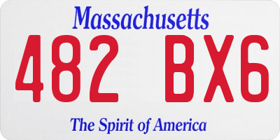 MA license plate 482BX6