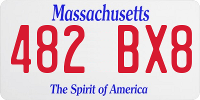 MA license plate 482BX8