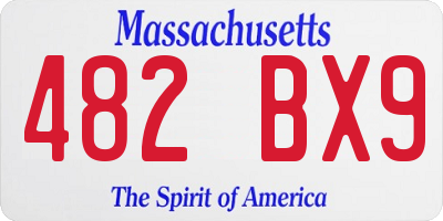 MA license plate 482BX9