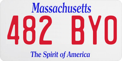 MA license plate 482BY0