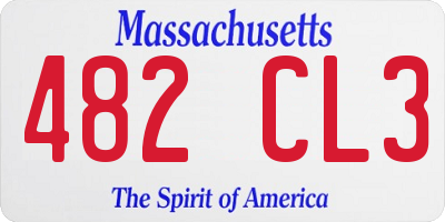 MA license plate 482CL3