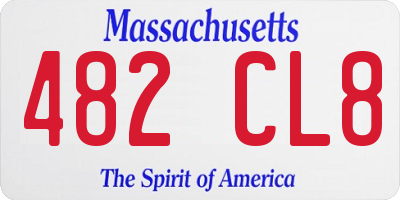 MA license plate 482CL8