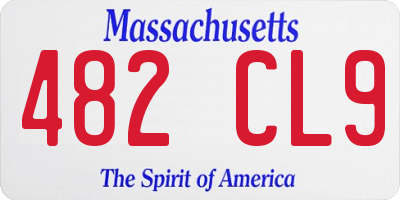 MA license plate 482CL9