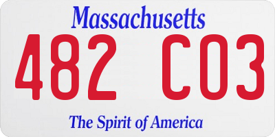 MA license plate 482CO3