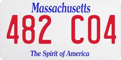 MA license plate 482CO4
