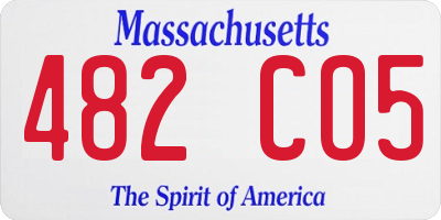 MA license plate 482CO5