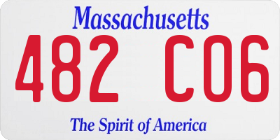 MA license plate 482CO6