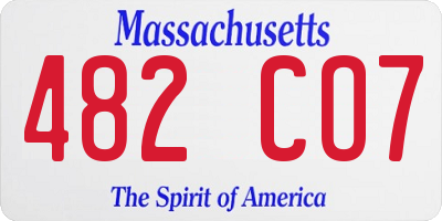 MA license plate 482CO7