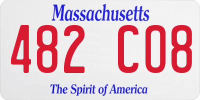 MA license plate 482CO8