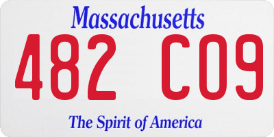 MA license plate 482CO9