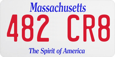 MA license plate 482CR8