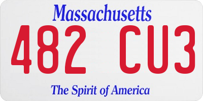 MA license plate 482CU3