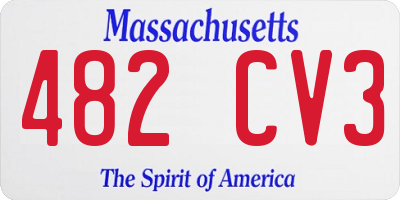MA license plate 482CV3