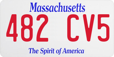 MA license plate 482CV5