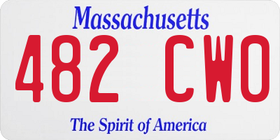 MA license plate 482CW0