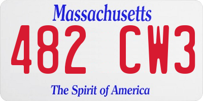 MA license plate 482CW3