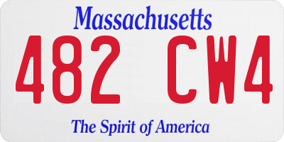 MA license plate 482CW4