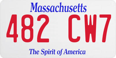 MA license plate 482CW7