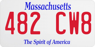 MA license plate 482CW8