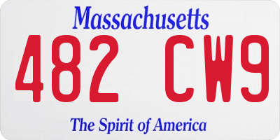 MA license plate 482CW9