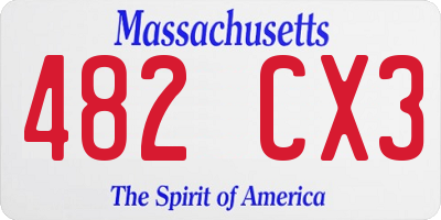 MA license plate 482CX3