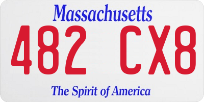 MA license plate 482CX8