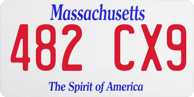MA license plate 482CX9