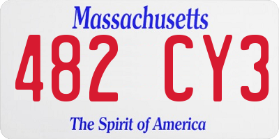 MA license plate 482CY3