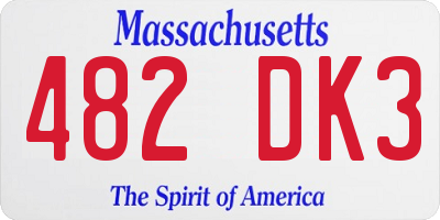 MA license plate 482DK3