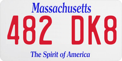 MA license plate 482DK8