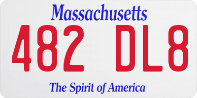 MA license plate 482DL8