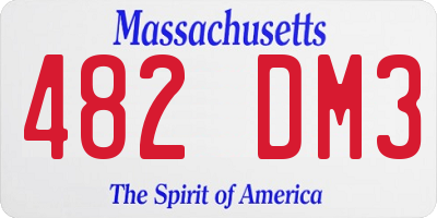MA license plate 482DM3