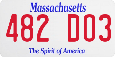 MA license plate 482DO3