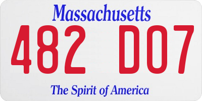 MA license plate 482DO7