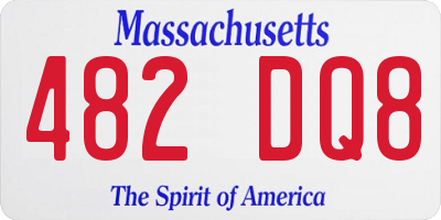 MA license plate 482DQ8