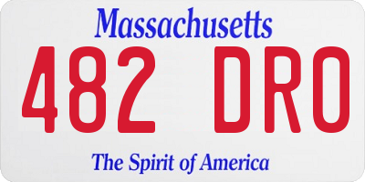 MA license plate 482DR0