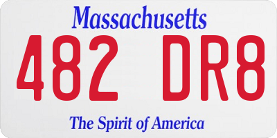MA license plate 482DR8