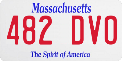 MA license plate 482DV0