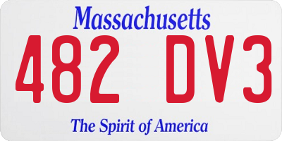 MA license plate 482DV3