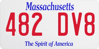 MA license plate 482DV8