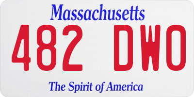 MA license plate 482DW0