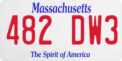 MA license plate 482DW3