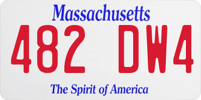 MA license plate 482DW4