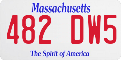 MA license plate 482DW5
