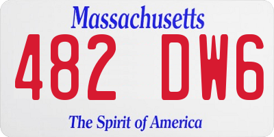 MA license plate 482DW6