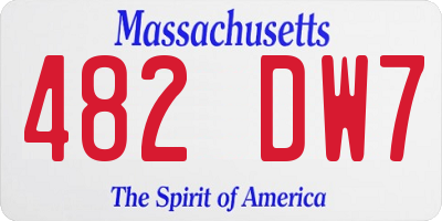 MA license plate 482DW7