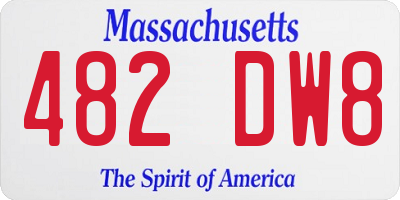 MA license plate 482DW8
