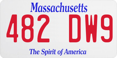 MA license plate 482DW9