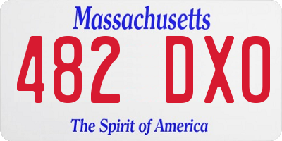 MA license plate 482DX0